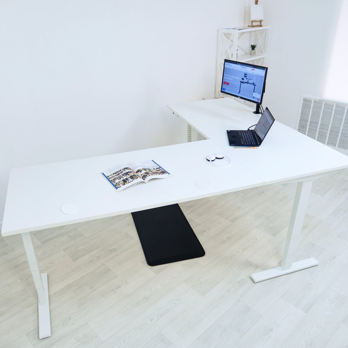 Corner Ryzer Standing Desk 75”x55” White