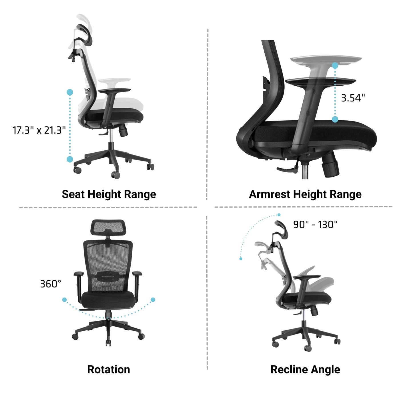 Ergo Glyder chair specifications